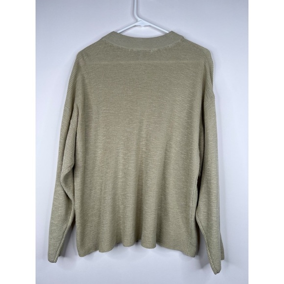 Free People Beach Malibu Sweater Ribbed Knit Oversized Yellow Green Neutral XS - Picture 2 of 10